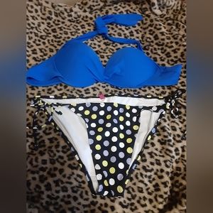 Tahiti Womens Bikini Blue & Polkadot XL